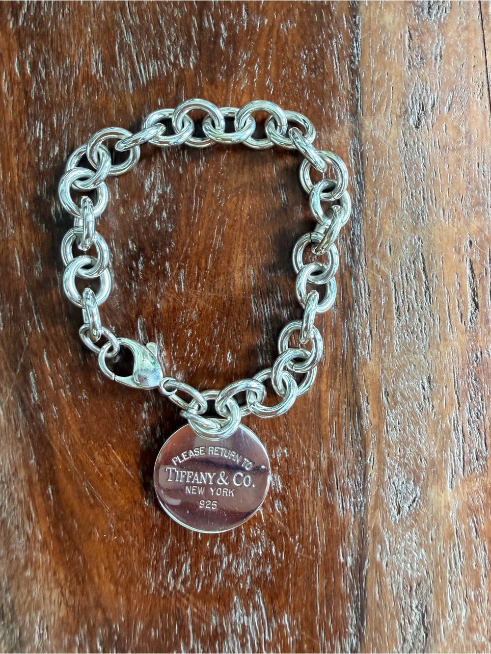 Tiffany & Co. Sterling Silver Round Tag Charm Bracelet - Silver